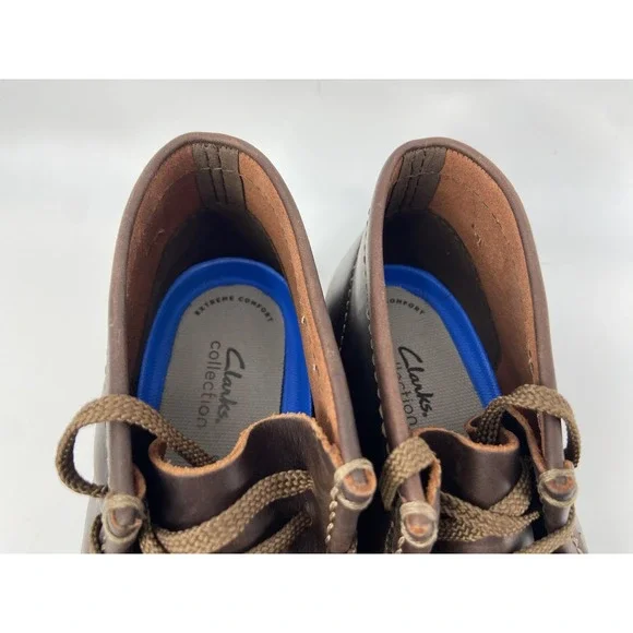 Clarks‎ Boots Mens 11 Wide Brown Shacre Leather Chukka Crepe Wallabee Beeswax